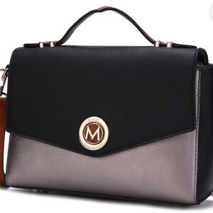 Women's Vegan Leather Shoulder Bag with
Color Blocking by Mia K.